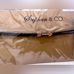 Stephen & Co. Black Thin Faux Leather Pave Arrow Choker